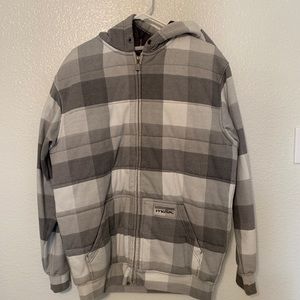 Matrix Full Zip Hoodie Quilt Lined Grey Plaid - Mens Large